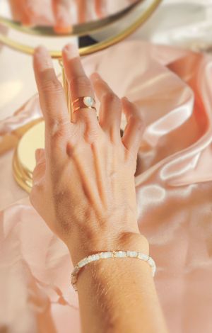 Fantaisie chic Bracelet Cyrielle et bague Coralie nacre 1 fe6bbe6d